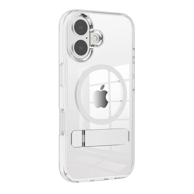 Casify Doorzichtig Kickstand Hoesje met MagSafe voor de iPhone 16 - Transparant