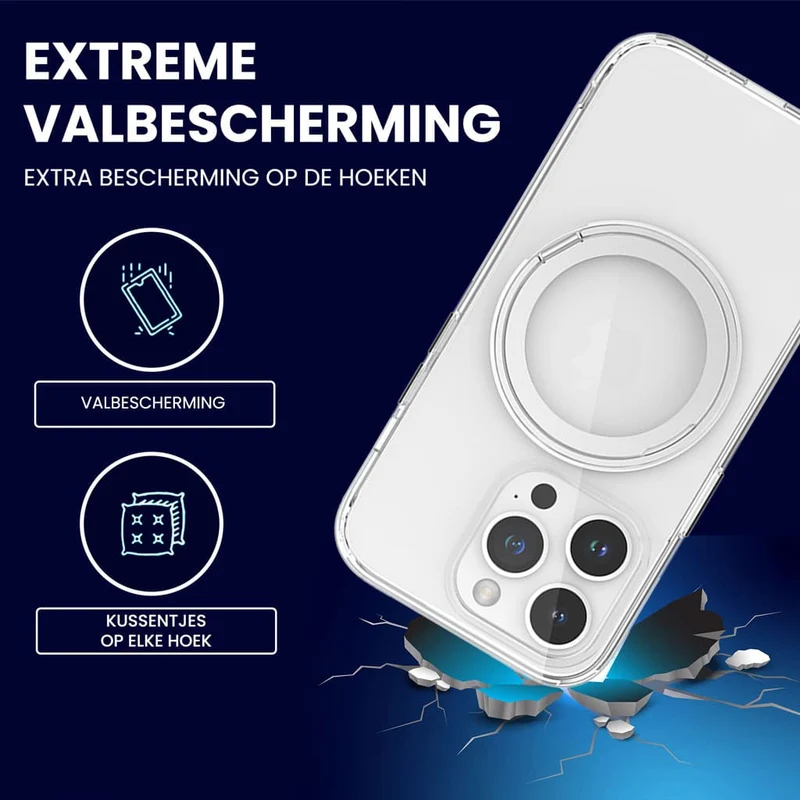 Casify 360° verstelbaar Kickstand Hoesje met MagSafe voor de iPhone 16 Pro - Transparant