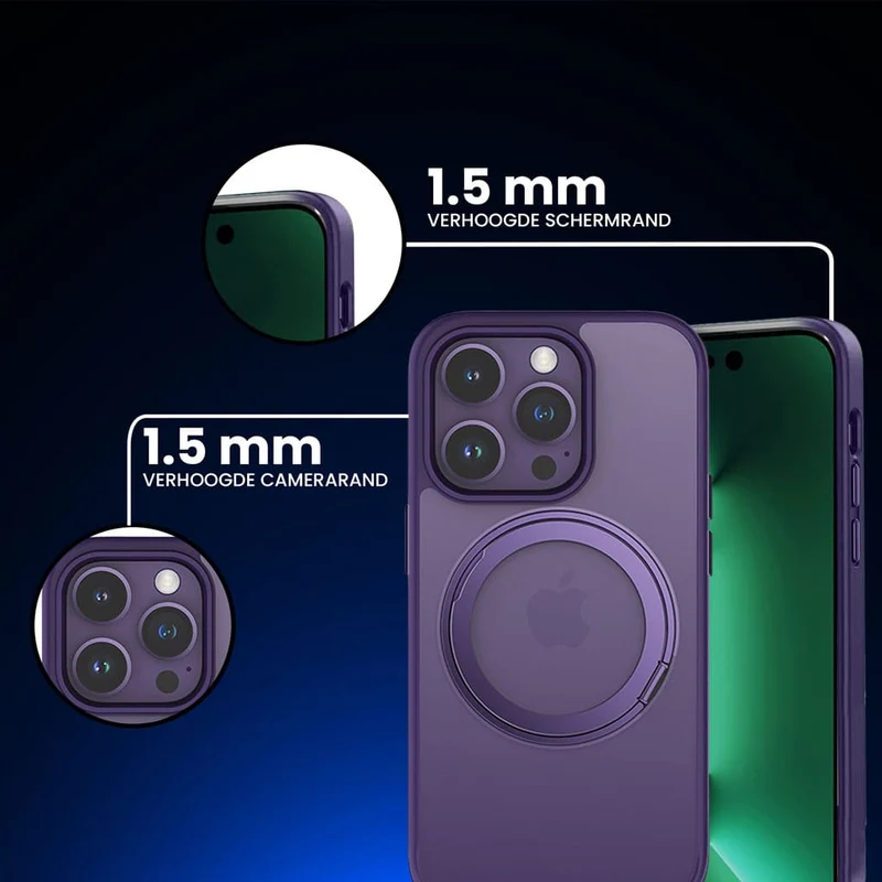 Casify 360° verstelbaar Kickstand Hoesje met MagSafe voor de iPhone 16 Pro Max - Mat Donkerpaars