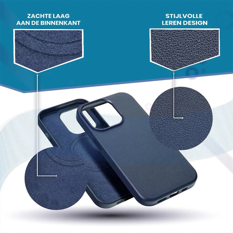 Casify Leren Hoesje met MagSafe voor de iPhone 16 - Donkerblauw