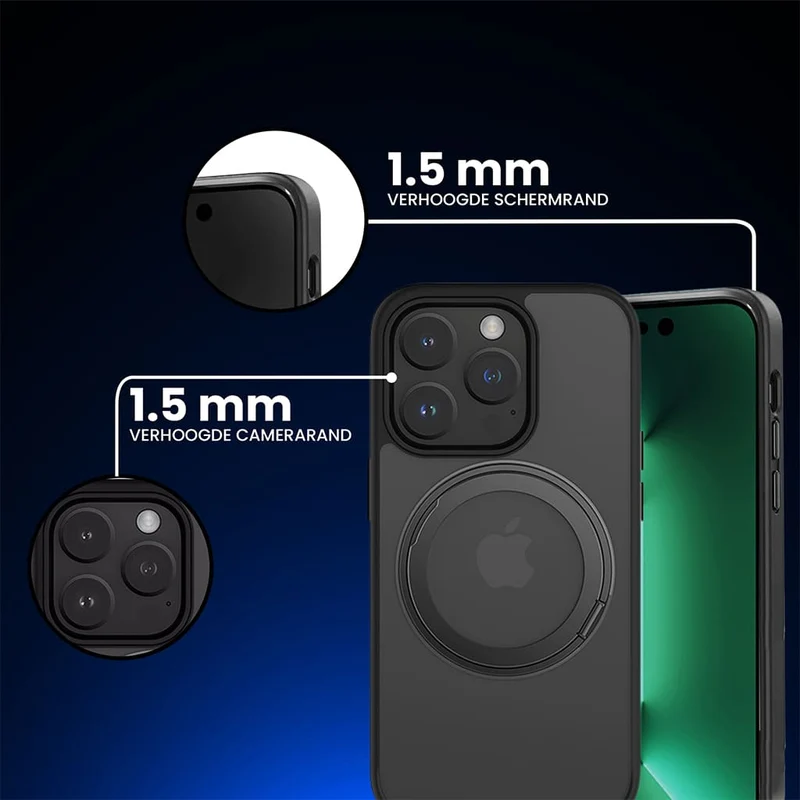 Casify 360° verstelbaar Kickstand Hoesje met MagSafe voor de iPhone 15 Plus - Mat Zwart