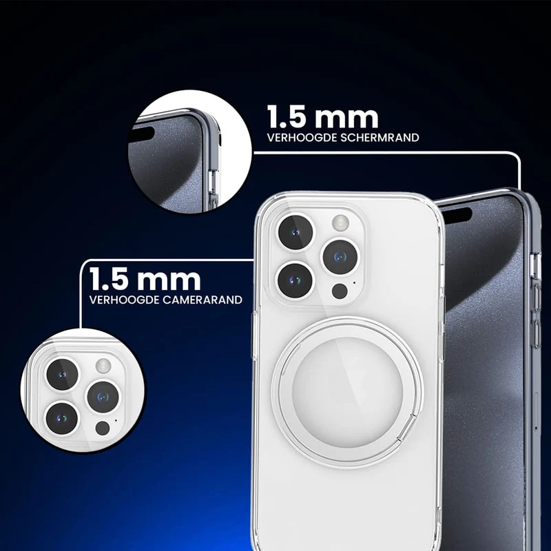 Casify 360° verstelbaar Kickstand Hoesje met MagSafe voor de iPhone 15 Pro - Transparant