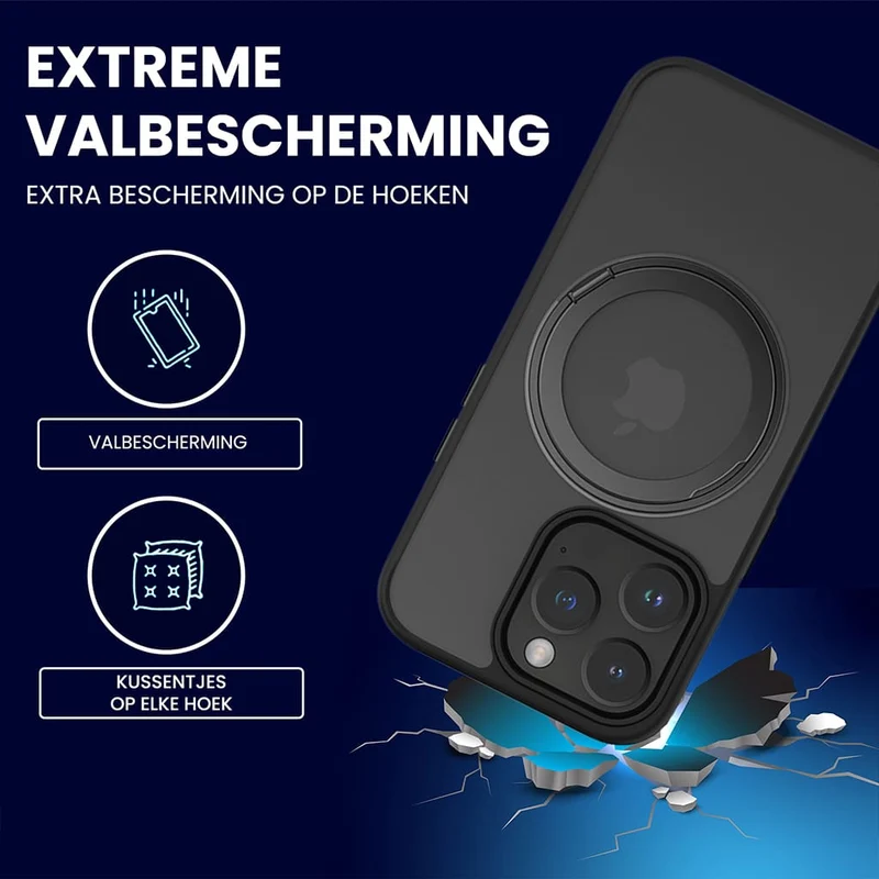 Casify 360° verstelbaar Kickstand Hoesje met MagSafe voor de iPhone 15 Pro Max - Mat Zwart