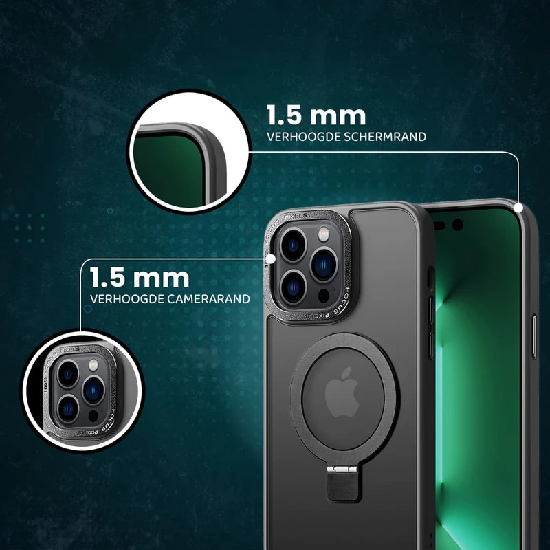 Casify Kickstand Hoesje met MagSafe voor de iPhone 15 - Mat Zwart