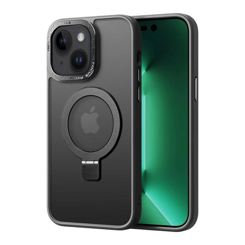 Casify Kickstand Hoesje met MagSafe voor de iPhone 15 Plus - Mat Zwart