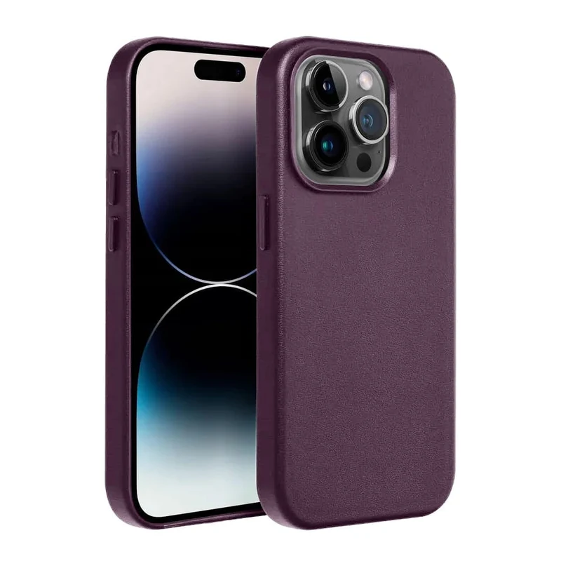 Casify Leren Hoesje met MagSafe voor de iPhone 15 Pro - Donkerpaars