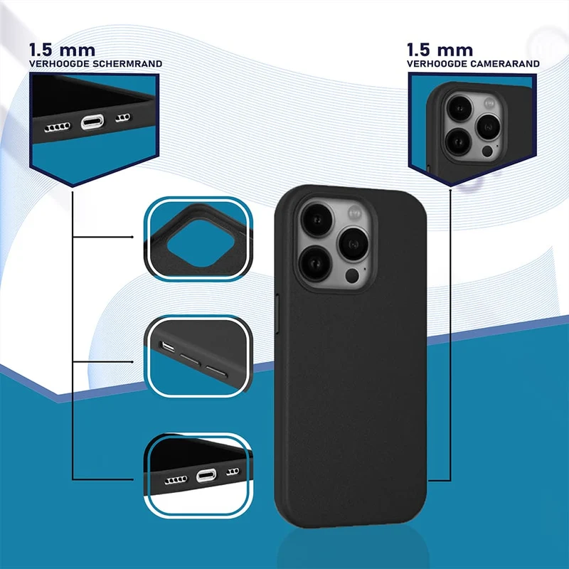 Casify Leren Hoesje met MagSafe voor de iPhone 15 Pro - Zwart