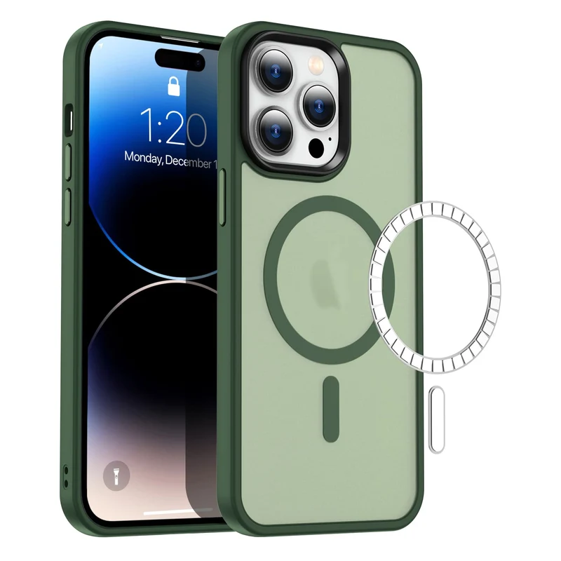 Casify Matte Hoesje met MagSafe voor de iPhone 15 Pro Max - Mat Donkergroen