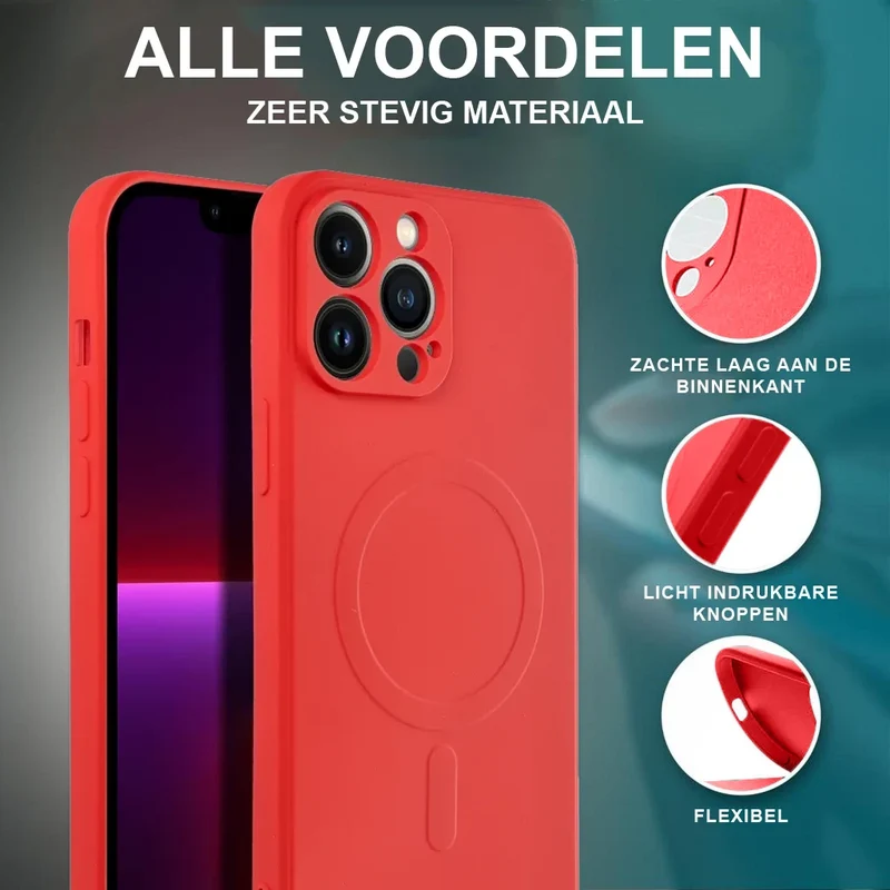 Casify Siliconen Hoesje met MagSafe voor de iPhone 15 - Rood