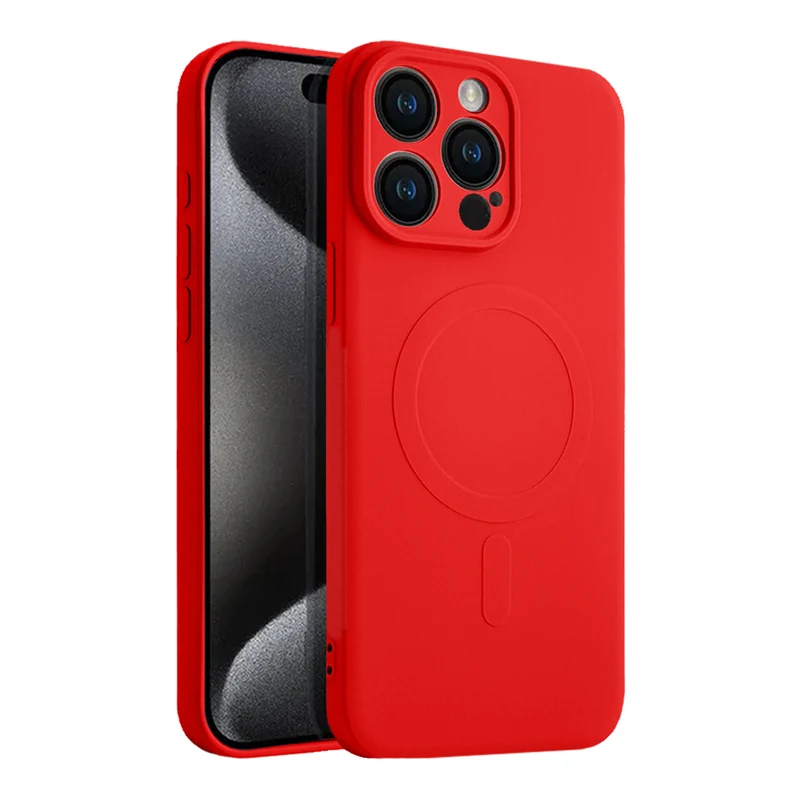 Casify Siliconen Hoesje met MagSafe voor de iPhone 15 Pro Max - Rood