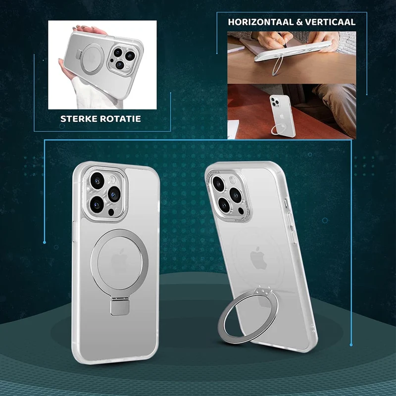 Casify Kickstand Hoesje met MagSafe voor de iPhone 14 Pro - Mat Transparant