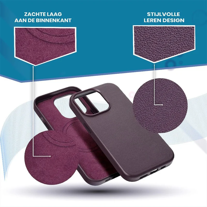 Casify Leren Hoesje met MagSafe voor de iPhone 12 Mini - Donkerpaars