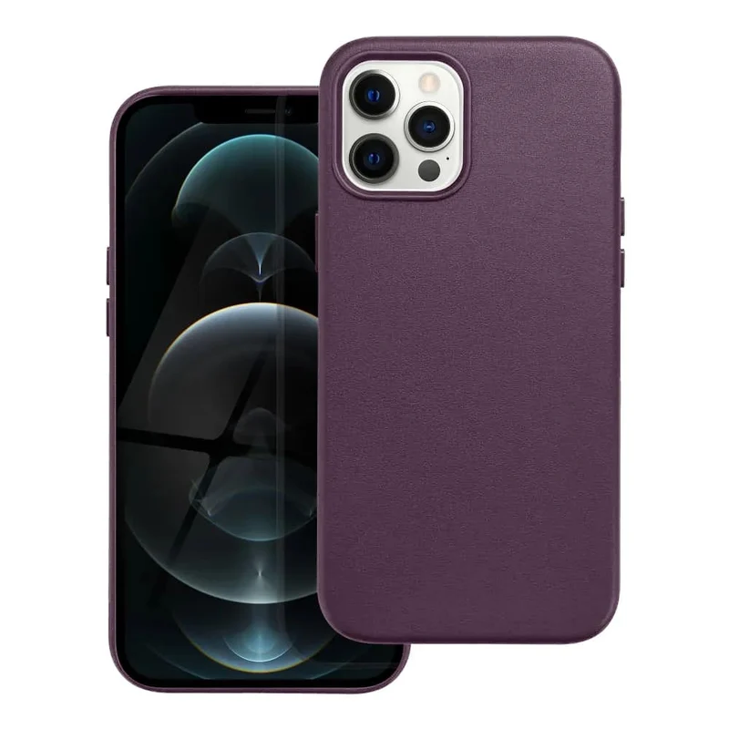 Casify Leren Hoesje met MagSafe voor de iPhone 12 Pro Max - Donkerpaars
