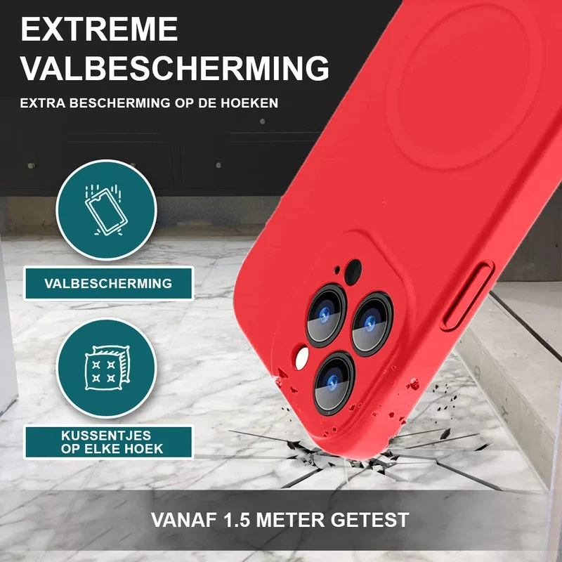 Casify Siliconen Hoesje met MagSafe voor de iPhone 13 Mini - Rood