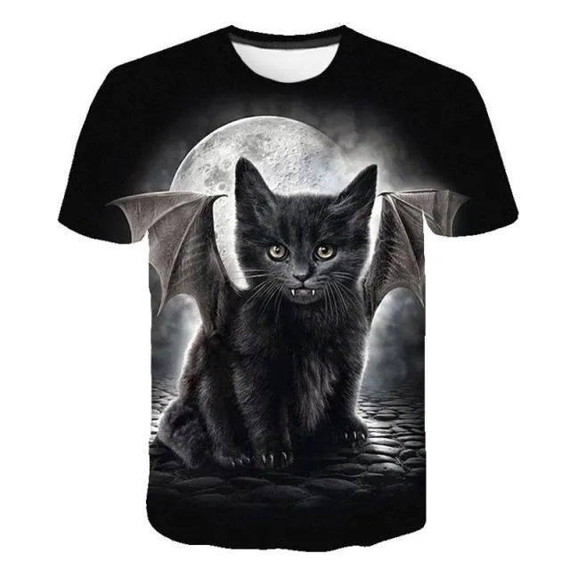 Fashion Lovely Cat 3D Print Women Ladies Girls T-Shirt Animal Harajuku Round Neck Short Sleeve Unisex Summer Tops & Tees 6XL