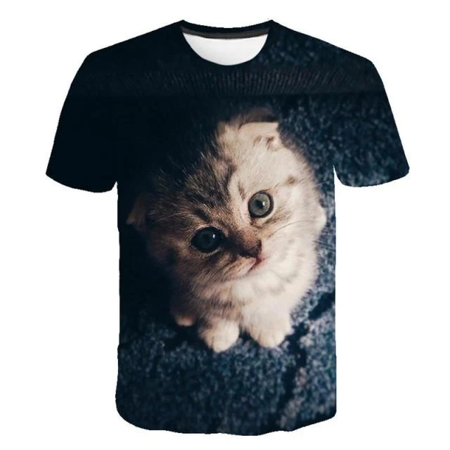 Fashion Lovely Cat 3D Print Women Ladies Girls T-Shirt Animal Harajuku Round Neck Short Sleeve Unisex Summer Tops & Tees 6XL
