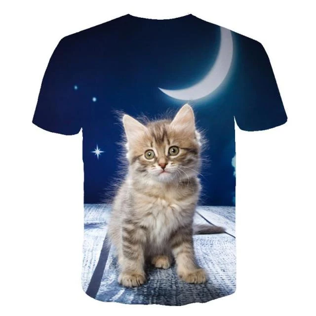 Fashion Lovely Cat 3D Print Women Ladies Girls T-Shirt Animal Harajuku Round Neck Short Sleeve Unisex Summer Tops & Tees 6XL
