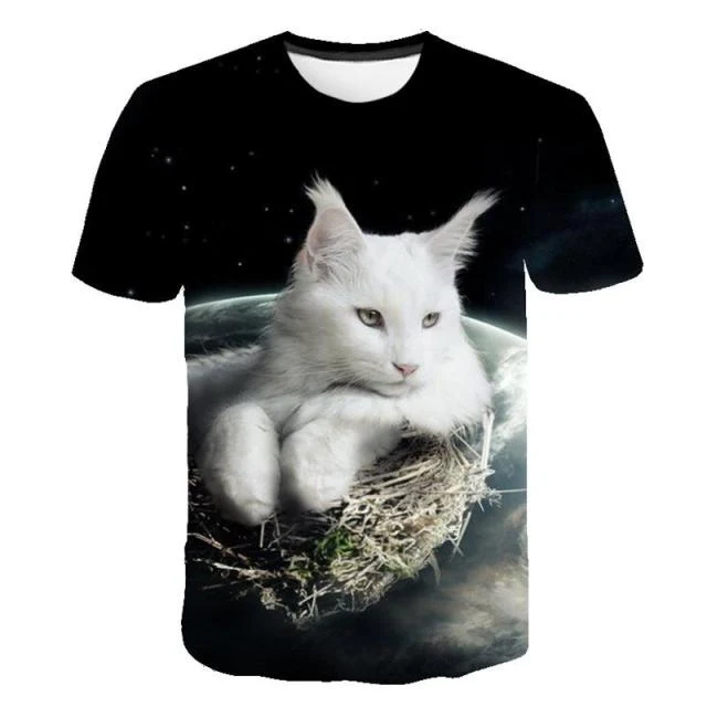 Fashion Lovely Cat 3D Print Women Ladies Girls T-Shirt Animal Harajuku Round Neck Short Sleeve Unisex Summer Tops & Tees 6XL