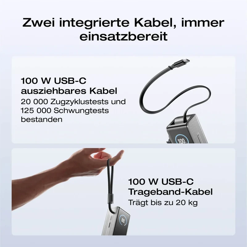 EcoFlow RAPID Powerbank 25'000 mAh schwarz | 140 W laden, bis zu 170 W entladen | + ausziehbares 100 W USB-C Kabel
