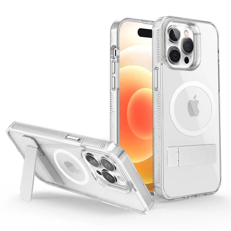 Casify Doorzichtig Kickstand Hoesje met MagSafe voor de iPhone 14 Pro - Transparant
