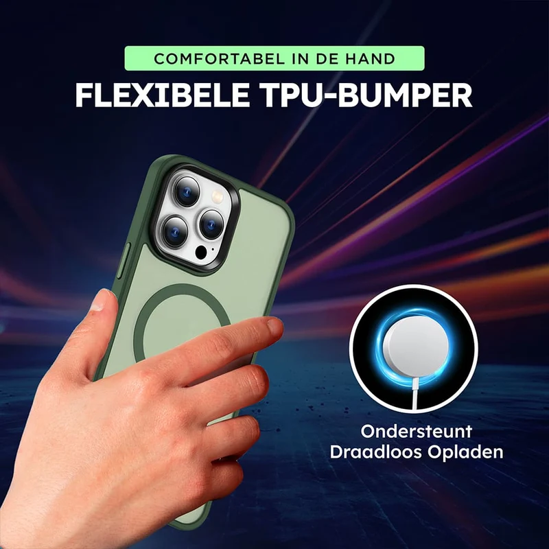 Casify Matte Hoesje met MagSafe voor de iPhone 13/14 - Mat Donkergroen