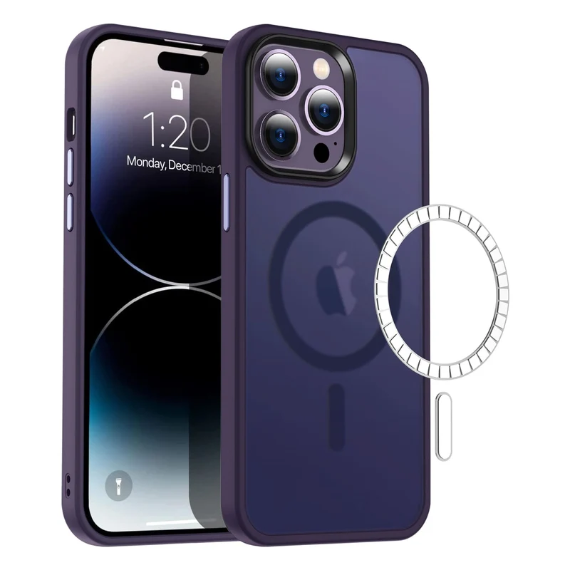 Casify Matte Hoesje met MagSafe voor de iPhone 14 Pro - Mat Donkerpaars