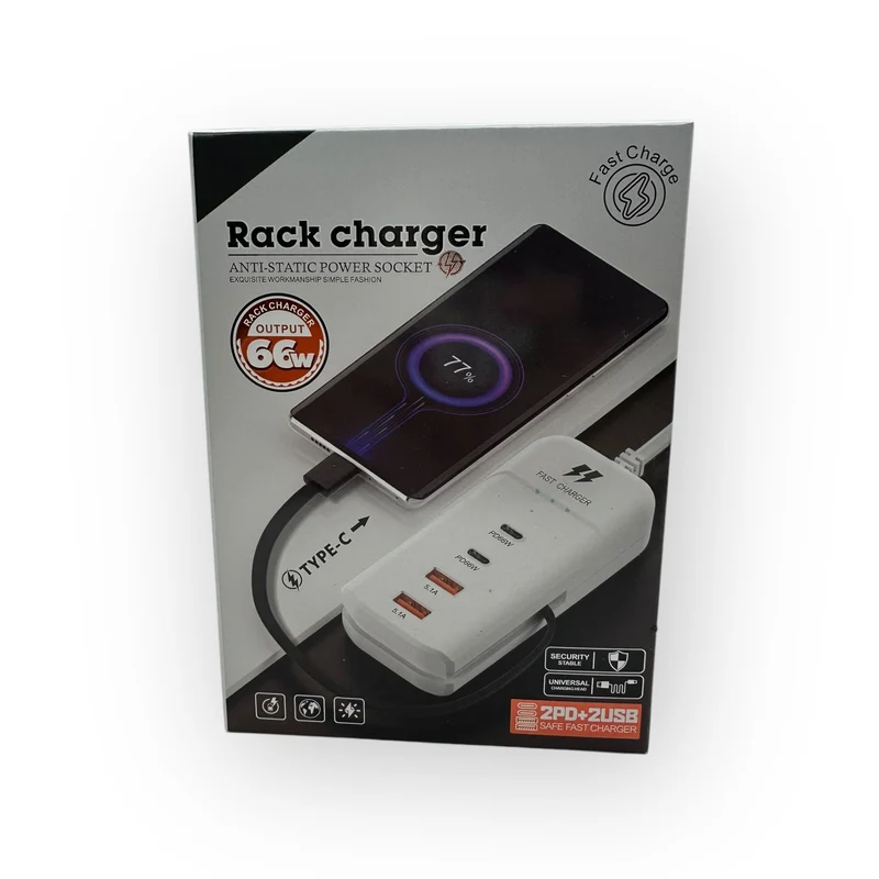66W OutPut Rock Charger 2PD+2USB Safe Fast Charger