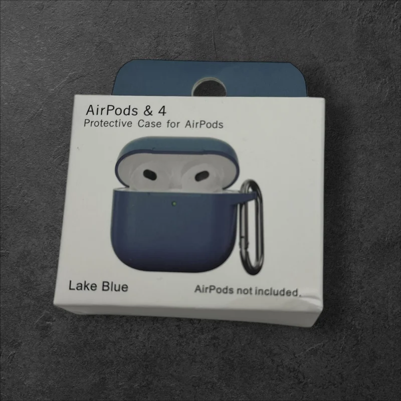 AirPods & 4 New Silicone Case(Lake blue)