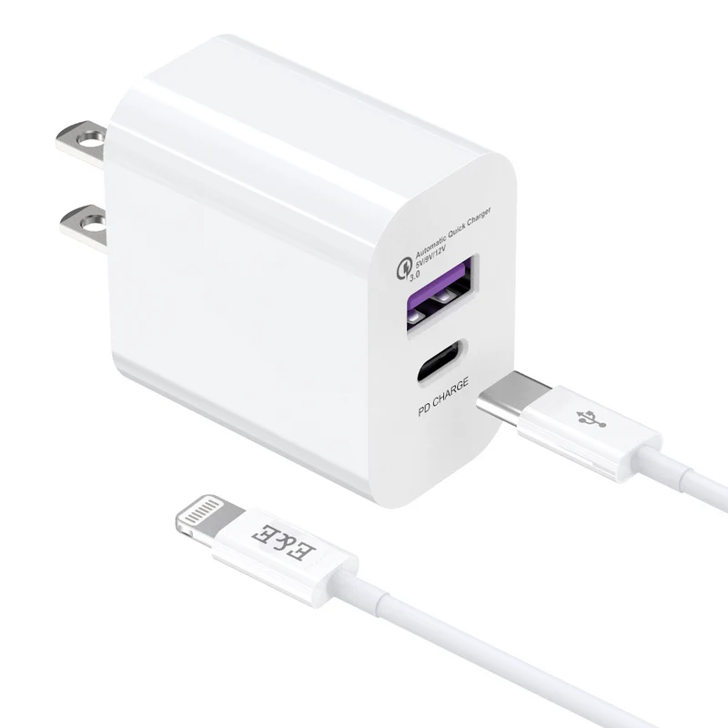 USB-C PD 20W+USB Dual Power Adapter 1.5M USB-C to Lightning Cable