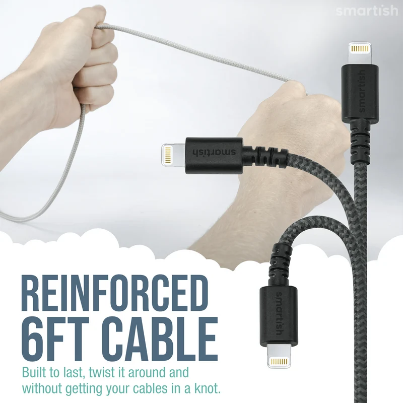 Crown Joule - Lightning Fast Charging Cable - 6ft - USB-C to USB-C and Lightning
