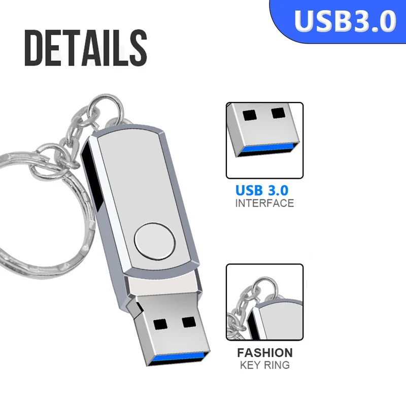 Portable USB 3.0 Swivel Memory Drive (16GB to 128GB)