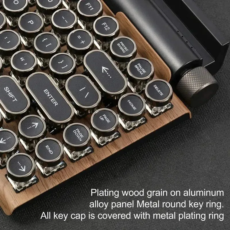 Typewriter Style Round-Key Bluetooth Keyboard