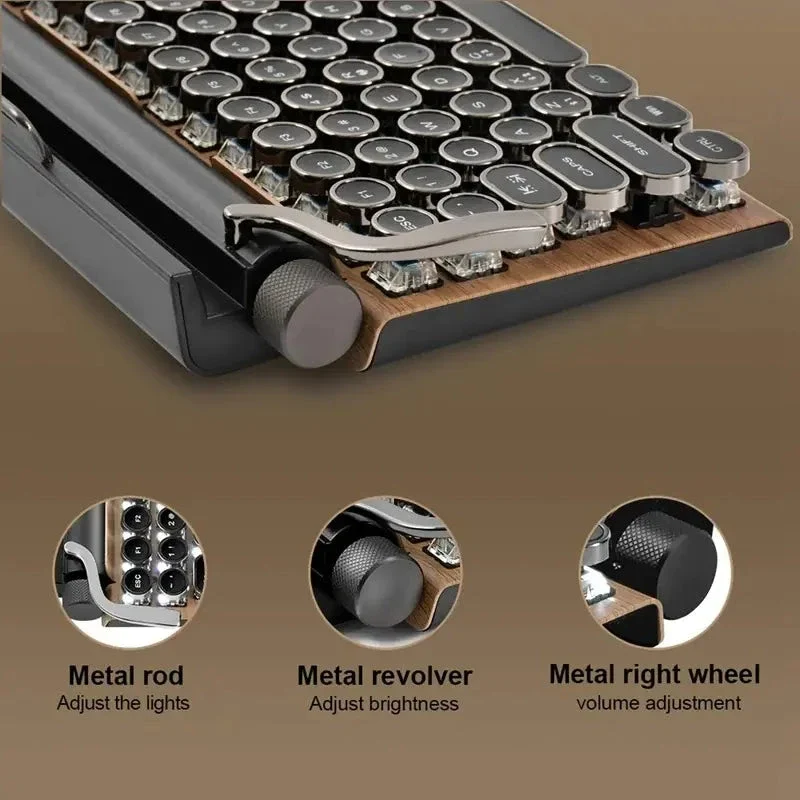 Typewriter Style Round-Key Bluetooth Keyboard