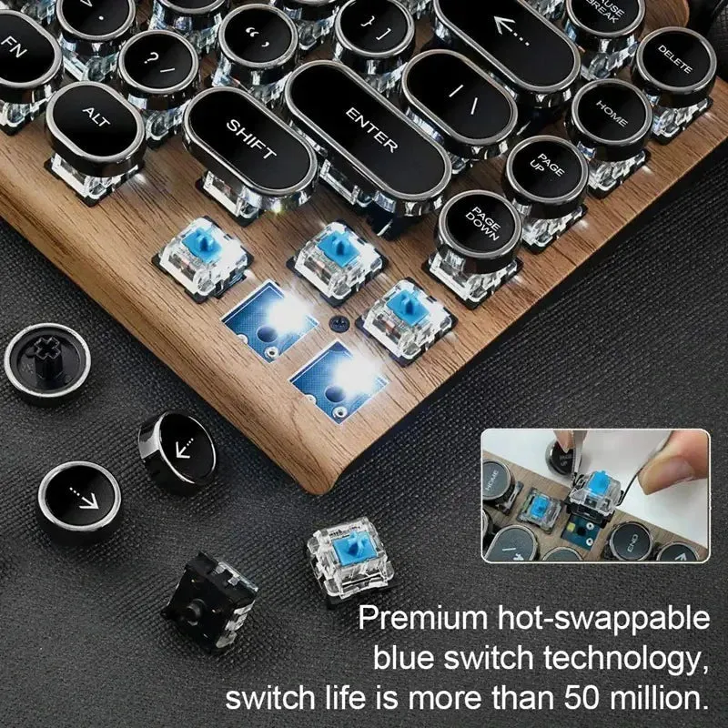 Typewriter Style Round-Key Bluetooth Keyboard