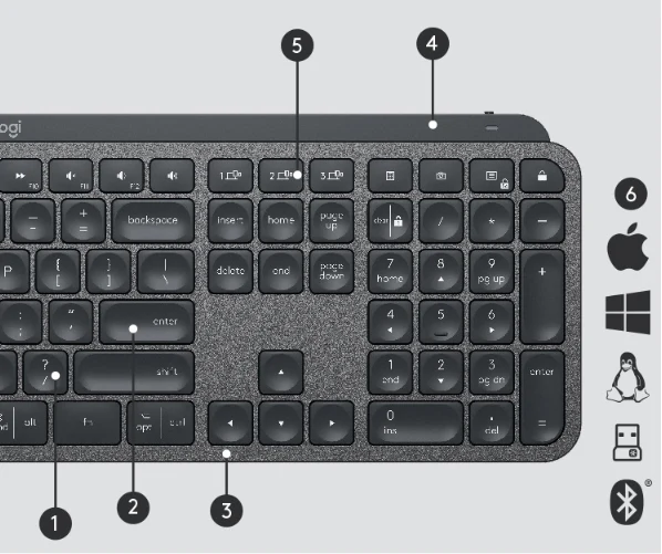 Logitech MX Keys Full‑Size Wireless Keyboard