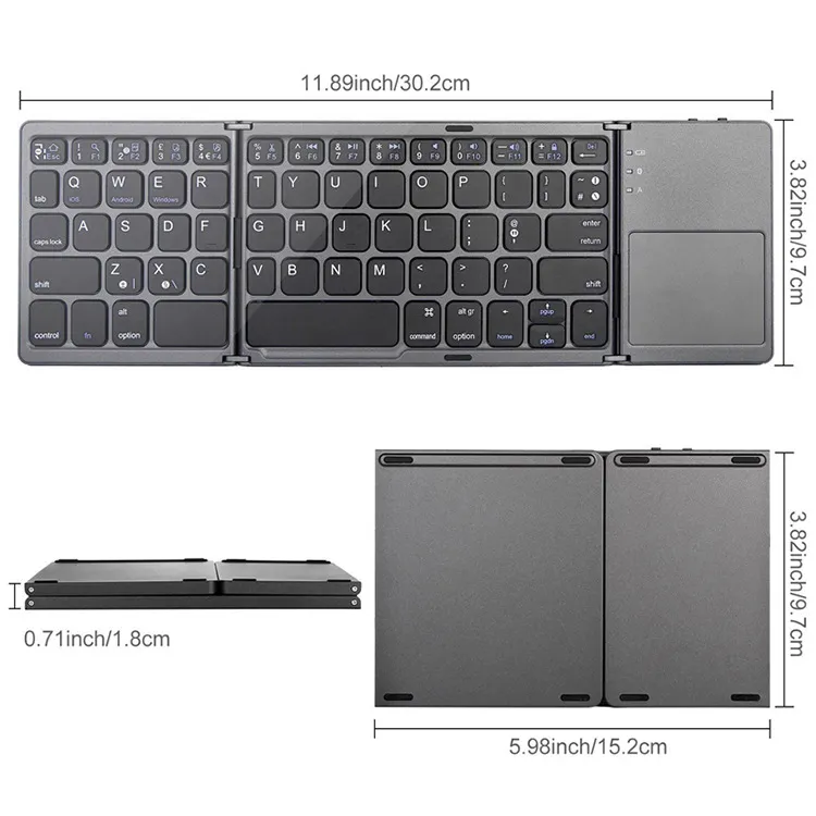Universal Tri-Fold Mini-Keyboard with Integrated Touchpad