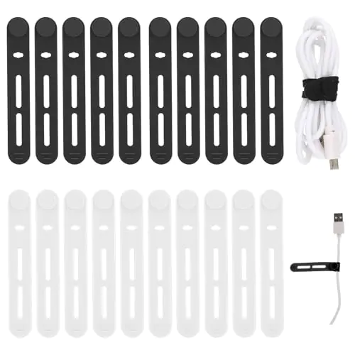 Reusable Silicone Cable Ties – 20‑Pack (Black + White)
