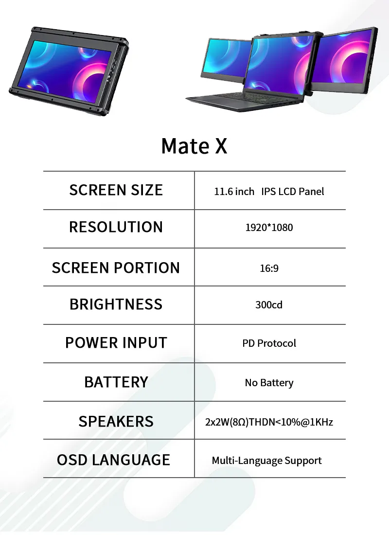 Portable 11" Dual-Screen Monitor Extensions