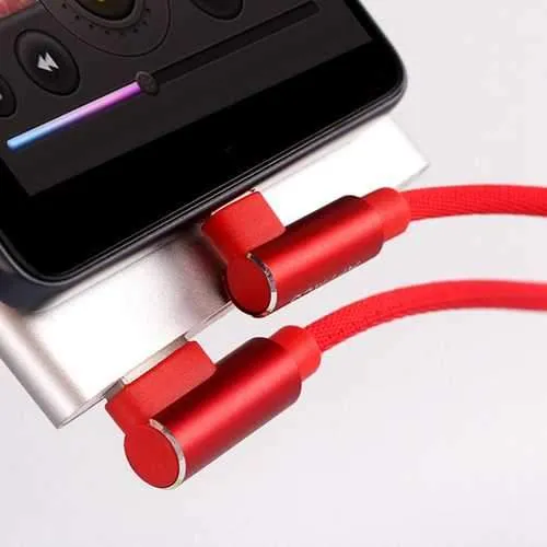APPACS 2.4A 90 Degree Angle Type C Braided Fast Charging Data Cable 2M For Oneplus 5t Xiaomi 6 Mi A1 S9