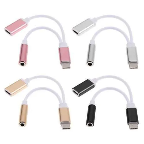 Bakeey 2 in 1 Type-C Headphone 3.5mm Jack Adapter Audio Cable for Samsung Xiaomi Huawei Letv