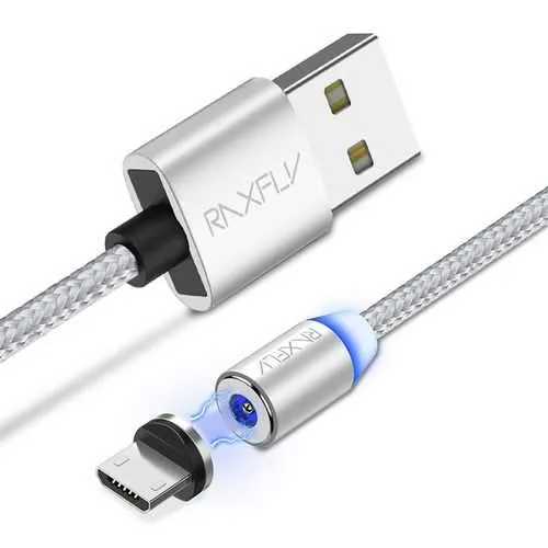 RAXFLY Micro USB LED Magnetic Braided Charging Cable 1m For Xiaomi Redmi 5 Plus Note 4X 5 S7