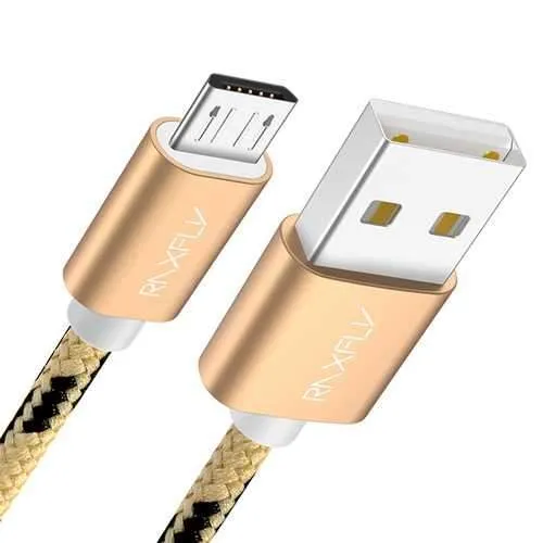 RAXFLY Nylon Braided Micro USB Fast Charging Data Cable 0.5M For Xiaomi Redmi Note 5 6 Pro S7 S6