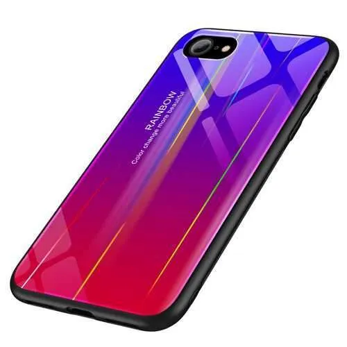 Laser Aurora Gradient Color Tempered Glass Protective Case for iPhone 7/8