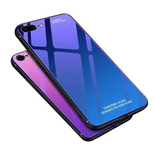 Bakeey Gradient Color Aurora Blue Ray Tempered Glass Soft Edge Protective Case for iPhone 7/8 Plus
