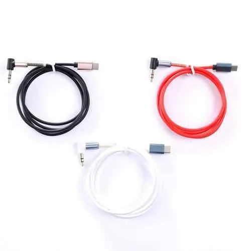Bakeey Type C To 3.5mm Jack 90 Degree Right Angle Round Audio AUX Cable For Mobile Phone MP3 Tablet