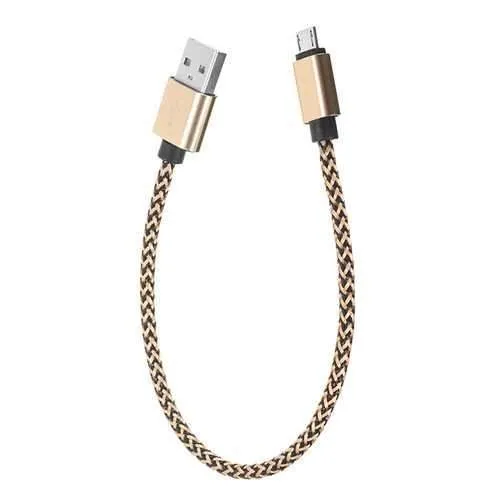 Nylon Braided 25cm 2A Micro USB V8 Charging Cable for Mobile Phone