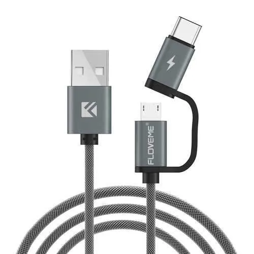 FLOVEME QC 3.0 Fast Charging Micro USB Type C Data Cable 80cm for Samsung S8 S7 Huawei P10 Oneplus 5