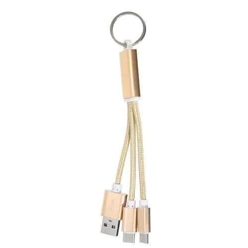 Universal 2 in 1 2*Type-C and Micro USB Key Chain USB Data Cable for Mobile Phone