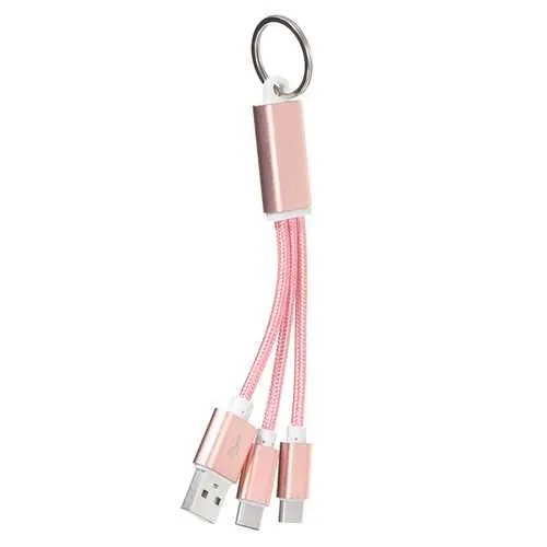 Universal 2 in 1 2*Type-C and Micro USB Key Chain USB Data Cable for Mobile Phone