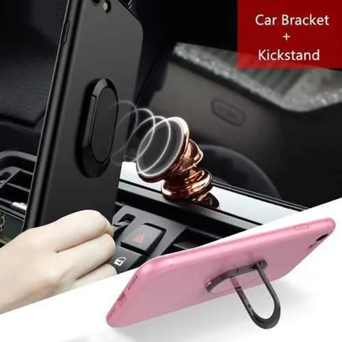 Bakeey 360 Adjustable Metal Ring Kickstand Magnetic Frosted Soft TPU Case for iPhone 7/8 4.7 Inch